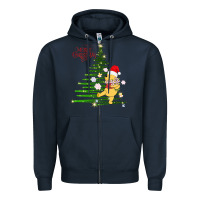 Navy Winnie The Pooh- Merry christmas Zipper Hoodie - artisFamous