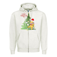 Oatmeal Heather Winnie The Pooh- Merry christmas Zipper Hoodie - artisFamous