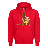 Red Winnie The Pooh- Merry christmas Zipper Hoodie - artisFamous