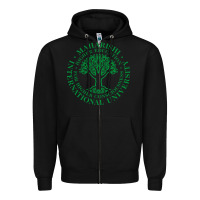 Black Maharishi International College Zipper Hoodie - artisFamous