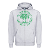 Heather Grey Maharishi International College Zipper Hoodie - artisFamous