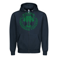 Navy Maharishi International College Zipper Hoodie - artisFamous