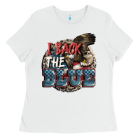 White I back the blue Ladies Tee - FaDigitalArtStudio
