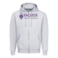 Heather Grey Palmer College of Chiropractic Zipper Hoodie - artisFamous