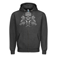 Charcoal Heather guns & roses 7 Zipper Hoodie - artisFamous