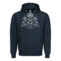 Navy guns & roses 7 Zipper Hoodie - artisFamous