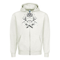 Oatmeal Heather guns & roses 7 Zipper Hoodie - artisFamous