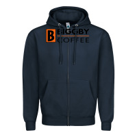 Navy biggby coffee Zipper Hoodie - artisFamous