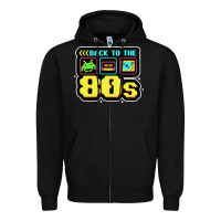Black BACK TO THE 80S Zipper Hoodie - artisFamous