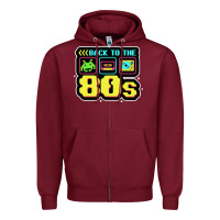 Burgundy BACK TO THE 80S Zipper Hoodie - artisFamous