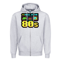 Heather Grey BACK TO THE 80S Zipper Hoodie - artisFamous