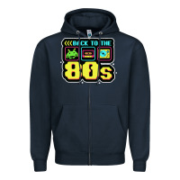 Navy BACK TO THE 80S Zipper Hoodie - artisFamous