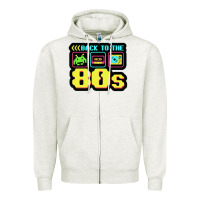 Oatmeal Heather BACK TO THE 80S Zipper Hoodie - artisFamous