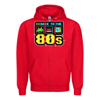 Red BACK TO THE 80S Zipper Hoodie - artisFamous