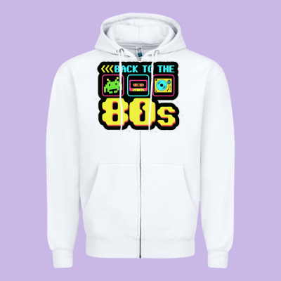 Back To The 80s Zipper Hoodie Designed By Artisfamous
