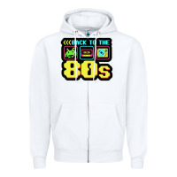 White BACK TO THE 80S Zipper Hoodie - artisFamous