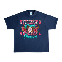 Navy stressed blessed & baseball obsessed Urban Heavy Tee - BundleAndBundleShop