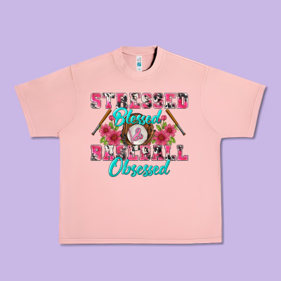 Stressed Blessed & Baseball Obsessed Urban Heavy Tee Designed By Bundleandbundleshop