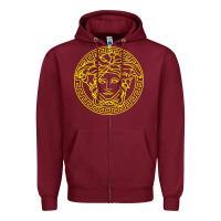 Burgundy VINTAGE  Medusa Zipper Hoodie - artisFamous