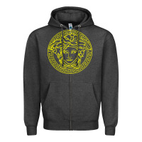 Charcoal Heather VINTAGE  Medusa Zipper Hoodie - artisFamous