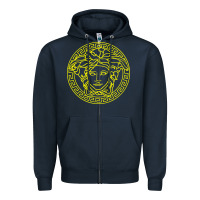 Navy VINTAGE  Medusa Zipper Hoodie - artisFamous