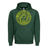 Sports Green VINTAGE  Medusa Zipper Hoodie - artisFamous