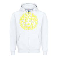 White VINTAGE  Medusa Zipper Hoodie - artisFamous