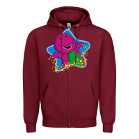 Burgundy barney 5 Zipper Hoodie - artisFamous