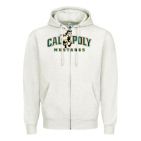 Oatmeal Heather cal poly mustangs Zipper Hoodie - artisFamous
