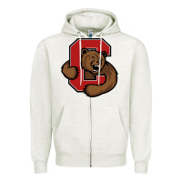 Oatmeal Heather cornell big red Zipper Hoodie - artisFamous