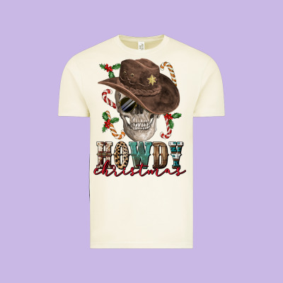 Howdy Christmas Skull Vintage Tee Designed By Fadigitalartstudio