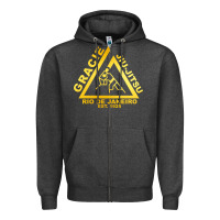 Charcoal Heather gracie jiu jitsu Zipper Hoodie - artisFamous