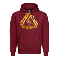 Burgundy gracie jiu jitsu Zipper Hoodie - artisFamous