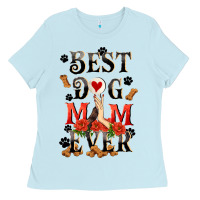 Baby Blue Best dog mom ever Mother's Day Ladies Tee - FaDigitalArtStudio
