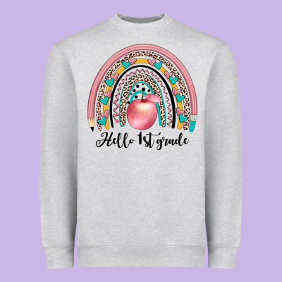 Hello 1 St Grade Heavyweight Sweatshirt Designed By Jahusdesignshop