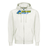 Oatmeal Heather delaware fightin' blue hens Zipper Hoodie - artisFamous