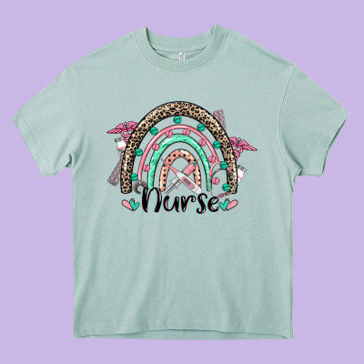 Nurse Rainbow Heavy Core Tee Designed By Cowgirlartshop