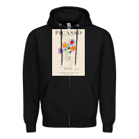 Black pablo picasso   bouquet of peace Zipper Hoodie - artisFamous