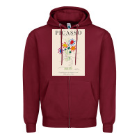 Burgundy pablo picasso   bouquet of peace Zipper Hoodie - artisFamous