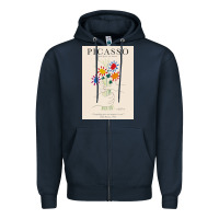 Navy pablo picasso   bouquet of peace Zipper Hoodie - artisFamous