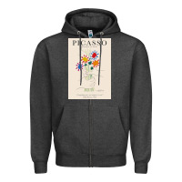 Charcoal Heather pablo picasso   bouquet of peace Zipper Hoodie - artisFamous