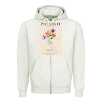 Oatmeal Heather pablo picasso   bouquet of peace Zipper Hoodie - artisFamous