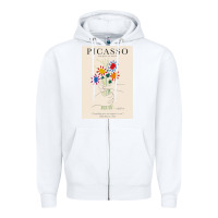 White pablo picasso   bouquet of peace Zipper Hoodie - artisFamous