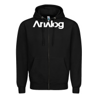 Black analog Zipper Hoodie - artisFamous