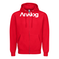 Red analog Zipper Hoodie - artisFamous