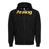 Black analog Zipper Hoodie - artisFamous