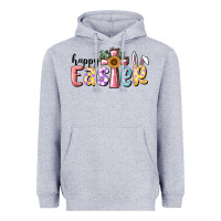 Heather Grey Happy Easter With Cross Heavyweight Hoodie - RanaPortraitStore