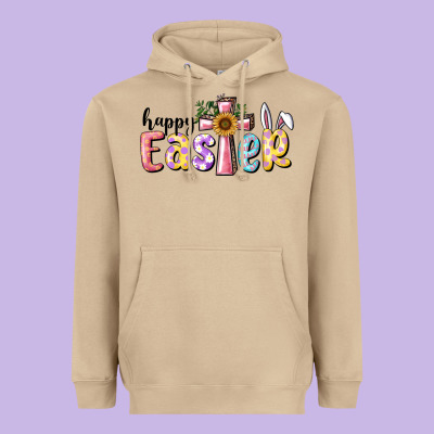 Happy Easter With Cross Heavyweight Hoodie Designed By Ranaportraitstore
