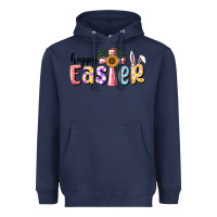 Navy Happy Easter With Cross Heavyweight Hoodie - RanaPortraitStore
