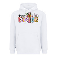 White Happy Easter With Cross Heavyweight Hoodie - RanaPortraitStore